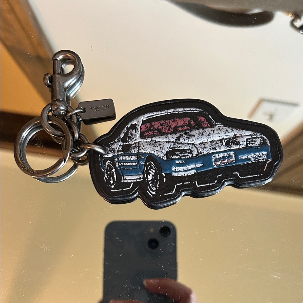 Coach Blue and Black Car Keychain Rare
